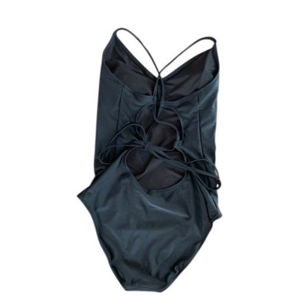 Aerie Black‎ One Piece Swimsuit Lace Up Back Women's Size M - Picture 3 of 6